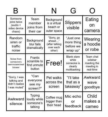 Work-from-Home Bingo Card