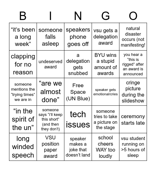 MUN Bingo Card