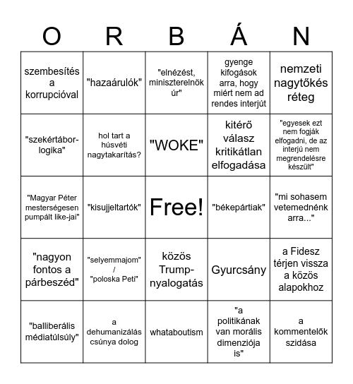 Orbán-Hont derbi Bingo Card