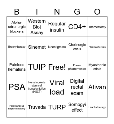 AH #4 Exam Bingo Card