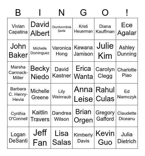 1585 Healthcare Offsite Bingo Card