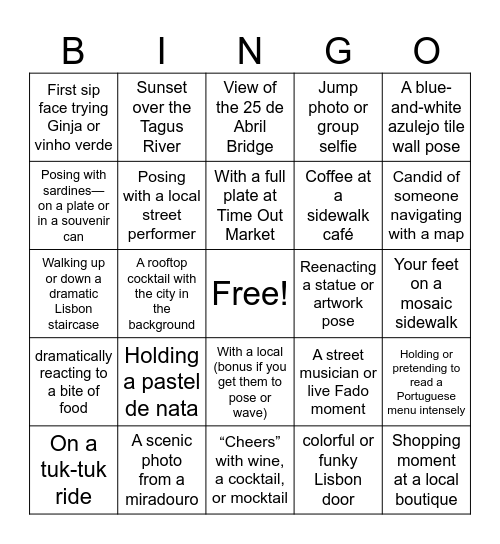TCP Lisbon Bingo Card