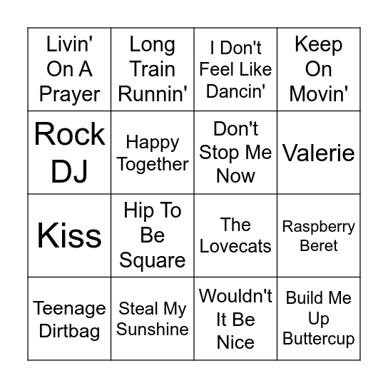 Round 2 Bingo Card