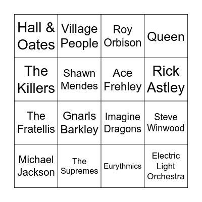 Artist Round Bingo Card