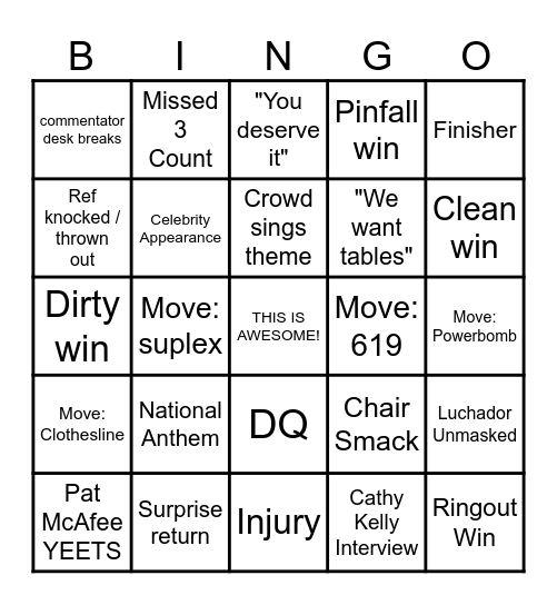 Wrestlemania 41 2025 Bingo Card