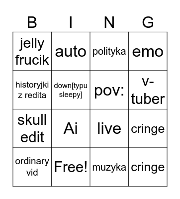 Bingo tiktok Bingo Card
