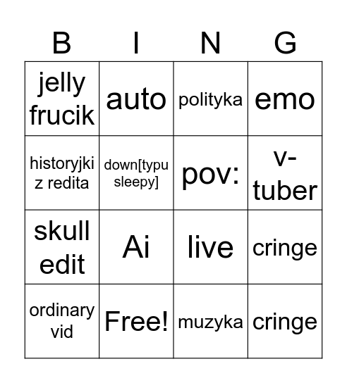 Bingo tiktok Bingo Card