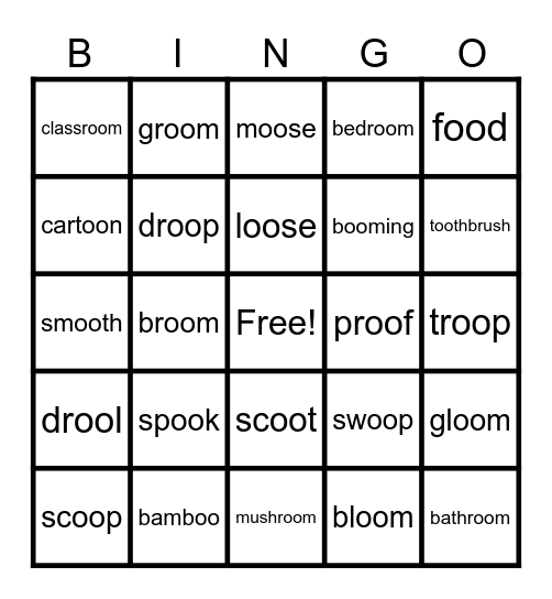 Lesson 90: oo /ū/ Bingo Card