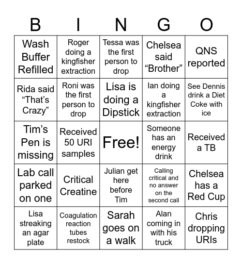 Lab Week Bingo Card
