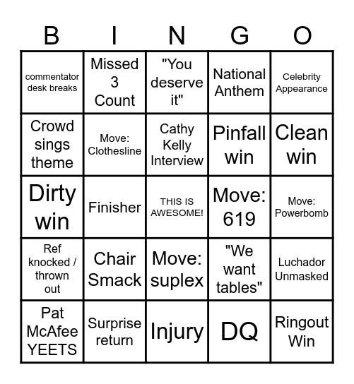 Wrestlemania 41 2025 Bingo Card