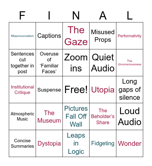 Secret Agent Bingo Card