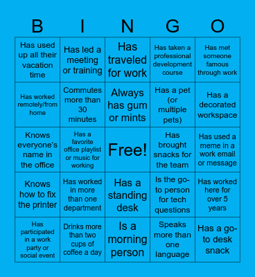 Break the Ice Bingo Card