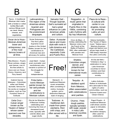 Latinx Heritage Bingo Card
