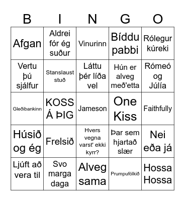 Spánar BINGÓ Bingo Card