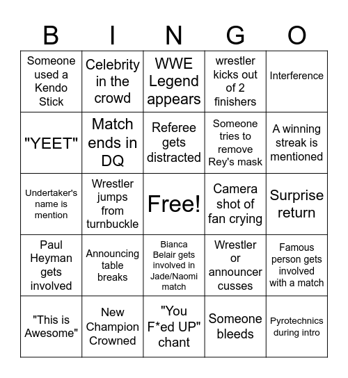Wrestlemania 41 Bingo Card