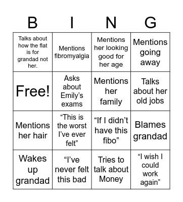 Nana bingo Card