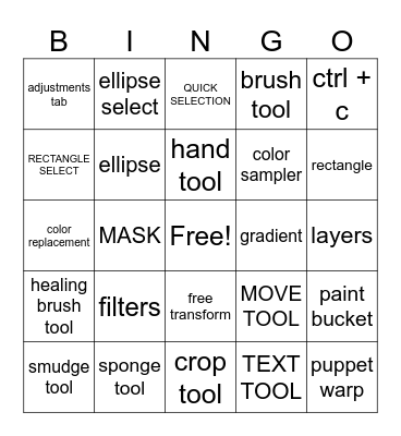 PHOTOSHOP BINGO Card