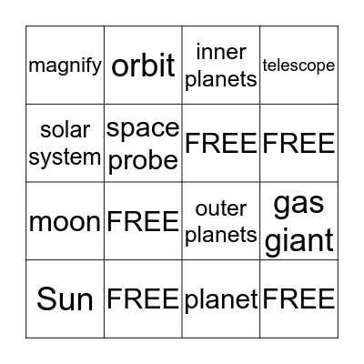 Vocabulary BINGO Card