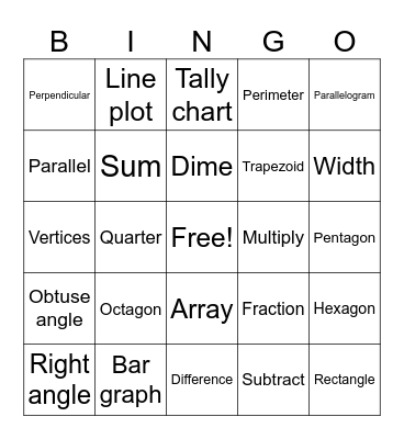 MCA Math Practice - 3rd Grade Bingo Card