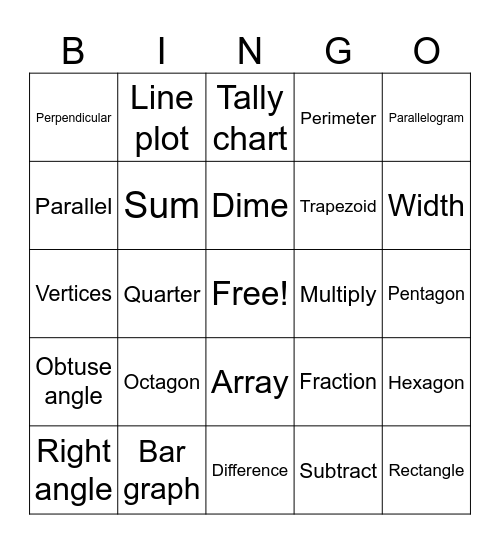 MCA Math Practice - 3rd Grade Bingo Card