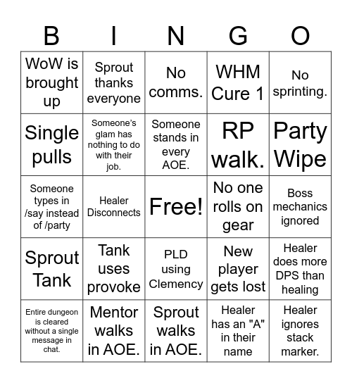 FFXIV Roulette Bingo Card