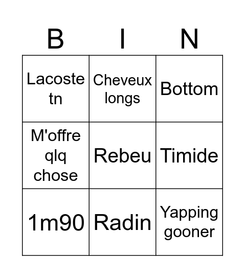 Blost Bingo Card