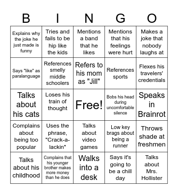 Mr. Hollister Bingo Card