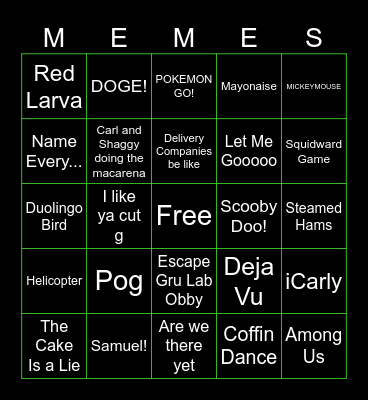 Meme Machine Bingo Card