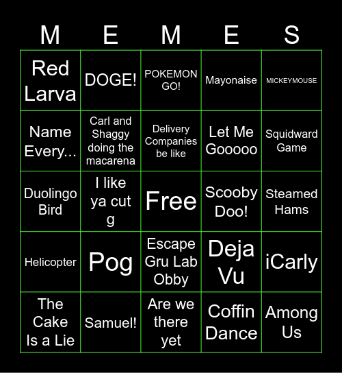 Meme Machine Bingo Card