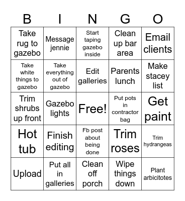 Spranggg Bingo Card