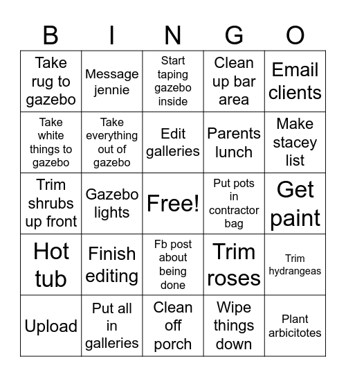 Spranggg Bingo Card