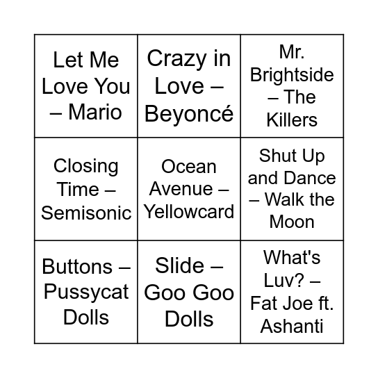 Game Three Bingo Card