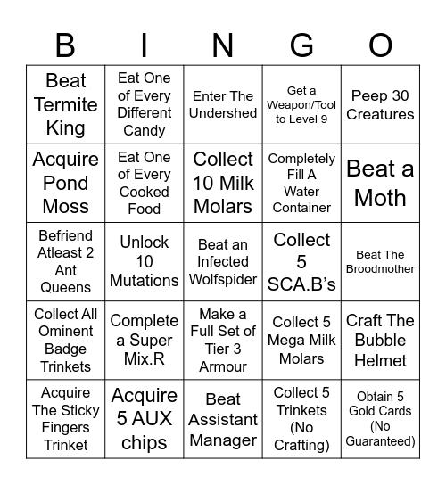 Grounded! Bingo Card
