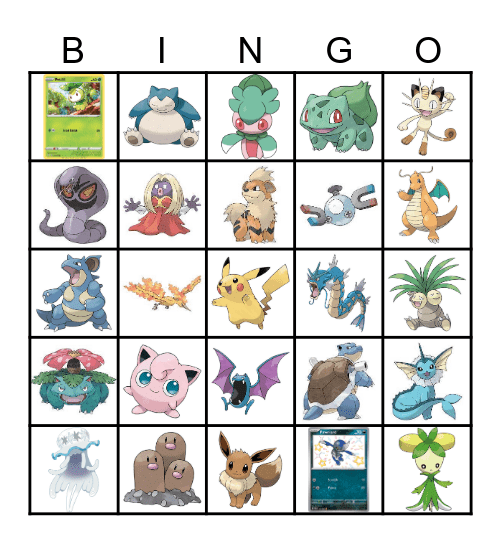 Pokemon Bingo! Bingo Card