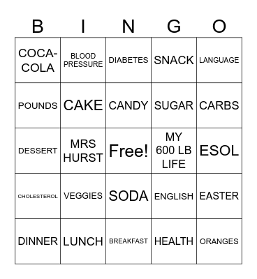 BINGO WITH MRS. HURST! Bingo Card