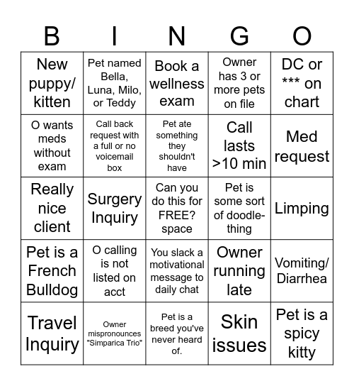 Fri-YAY Bingo Card