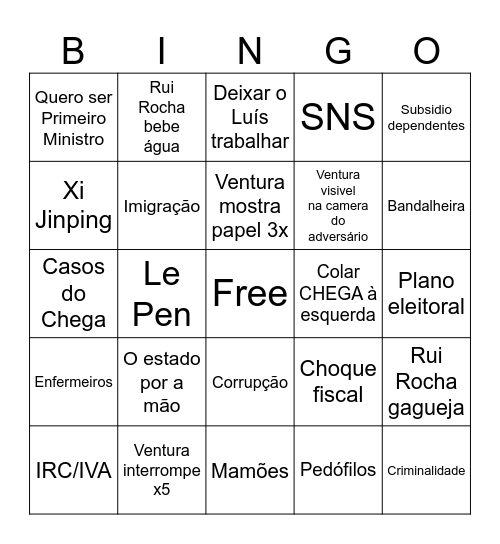 CH vs IL Bingo Card