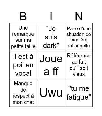 Le bingo de génie Bingo Card