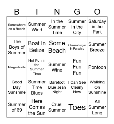 Summer Fun Bingo Card