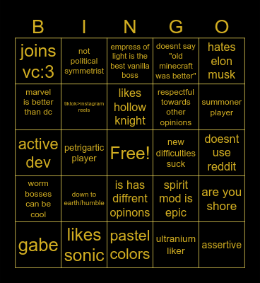 i probably like you bingo Card