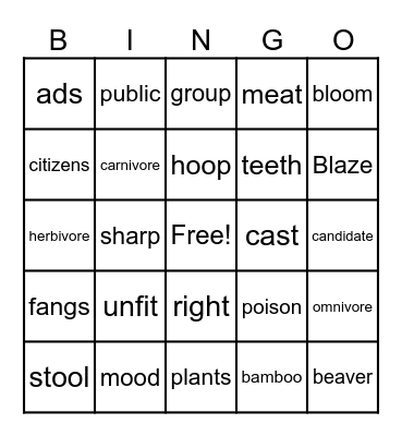 4th Bingo Card