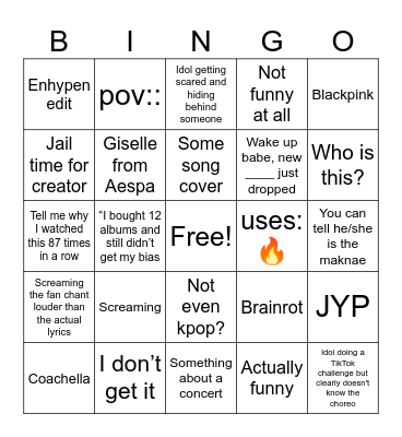 K-POP BINGO Card
