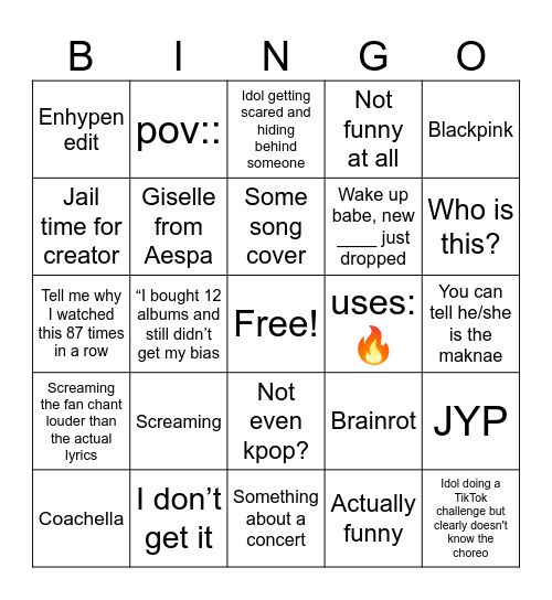 K-POP BINGO Card