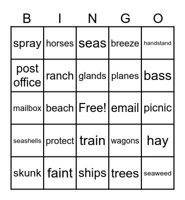 3rd Grde Bingo Card