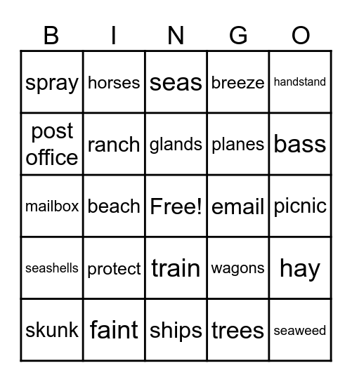 3rd Grde Bingo Card