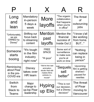 Ominous Meeting Bingo Card