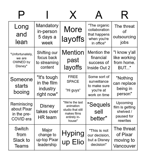 Ominous Meeting Bingo Card