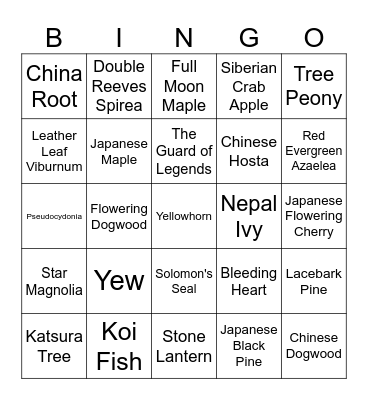 Botanical Bingo Card