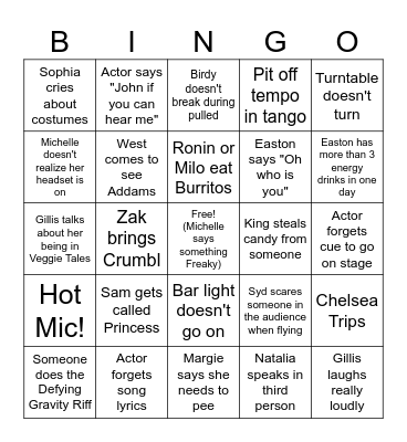 Addams Tech Bingo Card
