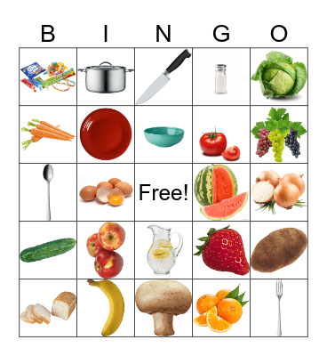 Food/Kitchen Bingo Card